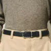 Boucle en fer à cheval noire/bleue Ceinture en cuir réversible 30 mm