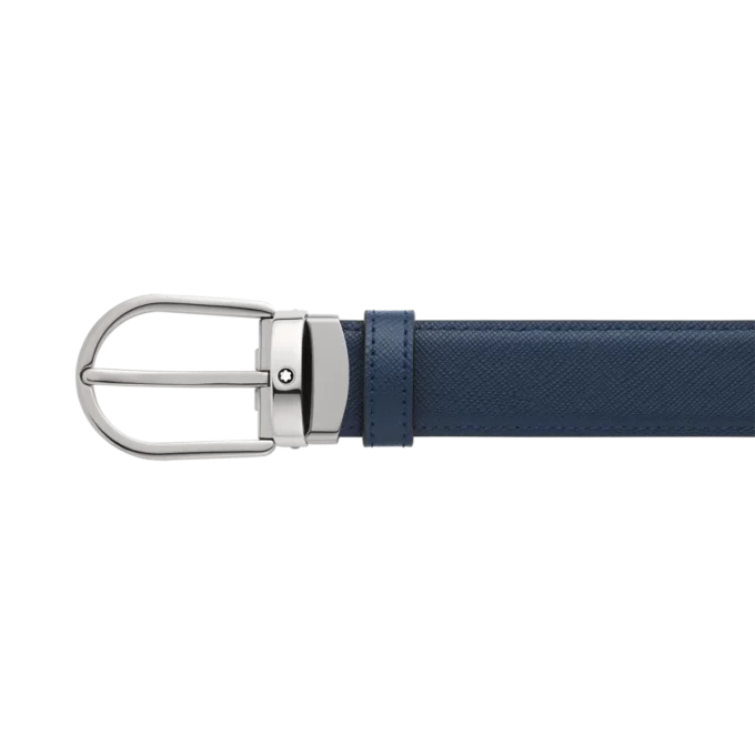 Boucle en fer à cheval noire/bleue Ceinture en cuir réversible 30 mm