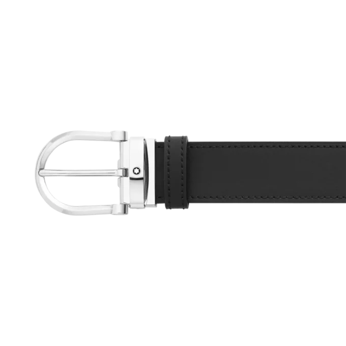 Boucle en fer à cheval noire/bleue Ceinture en cuir réversible 35 mm