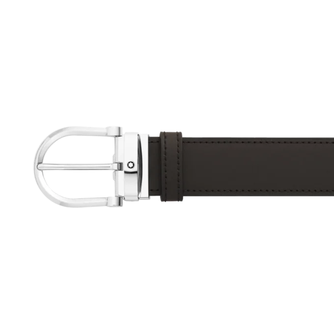 Boucle en fer à cheval noire/marron Ceinture en cuir réversible 35 mm