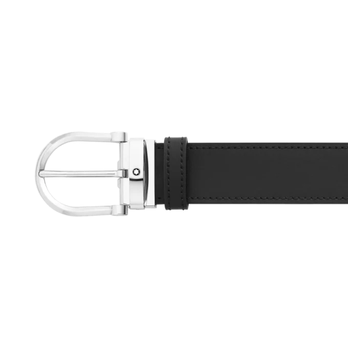 Boucle en fer à cheval noire/marron Ceinture en cuir réversible 35 mm