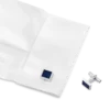 Boutons de manchette rectangulaires en acier inoxydable avec incrustation bleue à motifs Boutons de manchette rectangulaires en acier inoxydable avec incrustation bleue à motifs