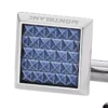 Boutons de manchette rectangulaires en acier inoxydable avec incrustation bleue à motifs Boutons de manchette rectangulaires en acier inoxydable avec incrustation bleue à motifs
