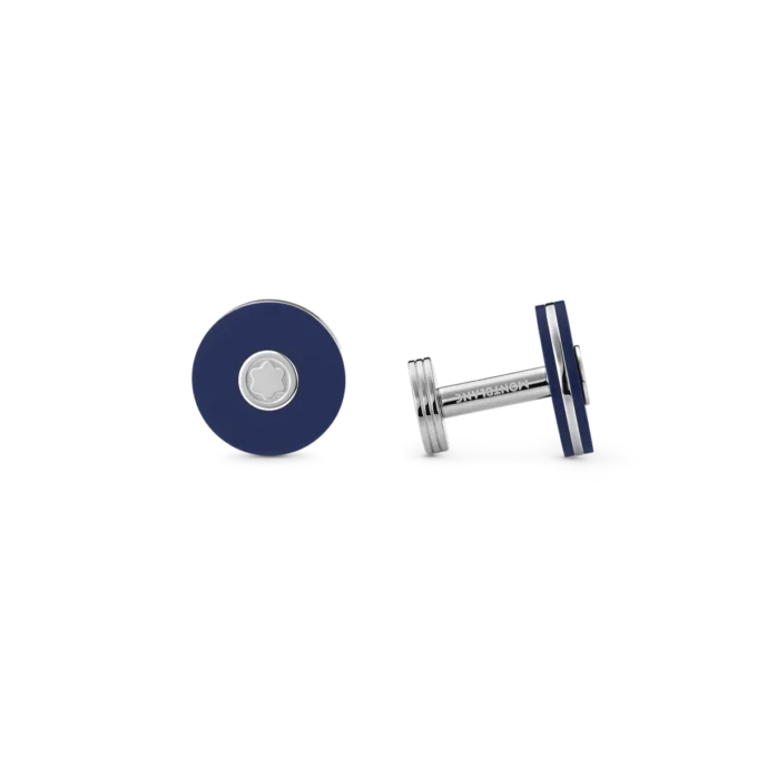 Boutons de manchette ronds en acier inoxydable avec résine bleue Boutons de manchette ronds en acier inoxydable avec résine bleue