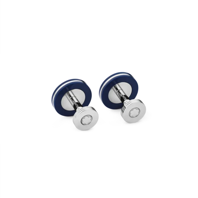 Boutons de manchette ronds en acier inoxydable avec résine bleue Boutons de manchette ronds en acier inoxydable avec résine bleue
