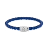 Bracelet en acier à 3 anneaux et cuir bleu Bracelet en acier à 3 anneaux et cuir bleu