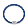 Bracelet en acier à 3 anneaux et cuir bleu Bracelet en acier à 3 anneaux et cuir bleu