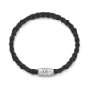 Bracelet en acier à 3 anneaux et cuir noir