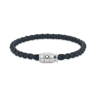 Bracelet Large, cuir souple, bleu Avio