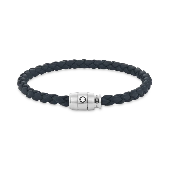 Bracelet Large, cuir souple, bleu Avio