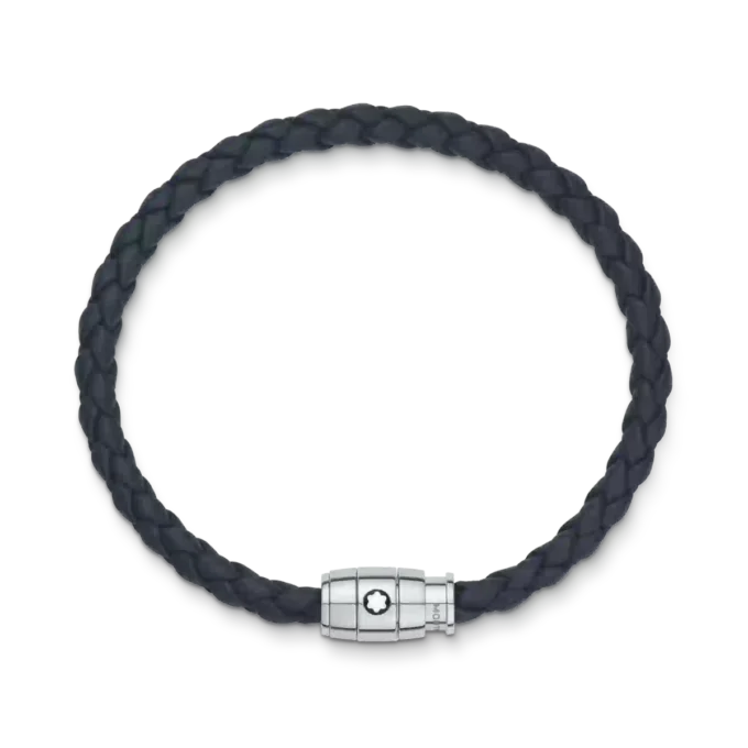 Bracelet Large, cuir souple, bleu Avio