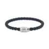 Bracelet moyen, cuir souple, bleu Avio