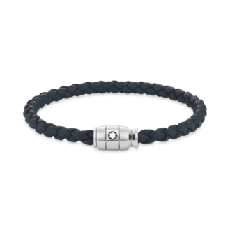 Bracelet moyen, cuir souple, bleu Avio