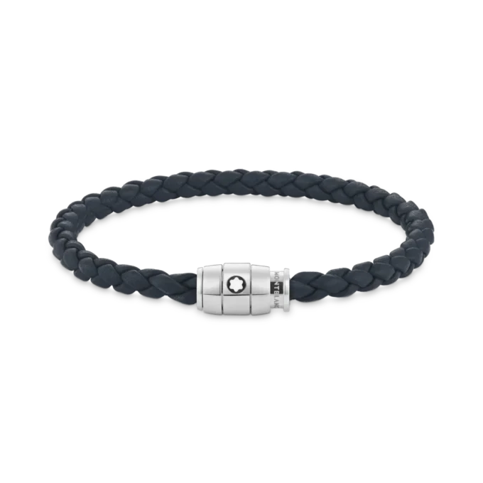 Bracelet moyen, cuir souple, bleu Avio