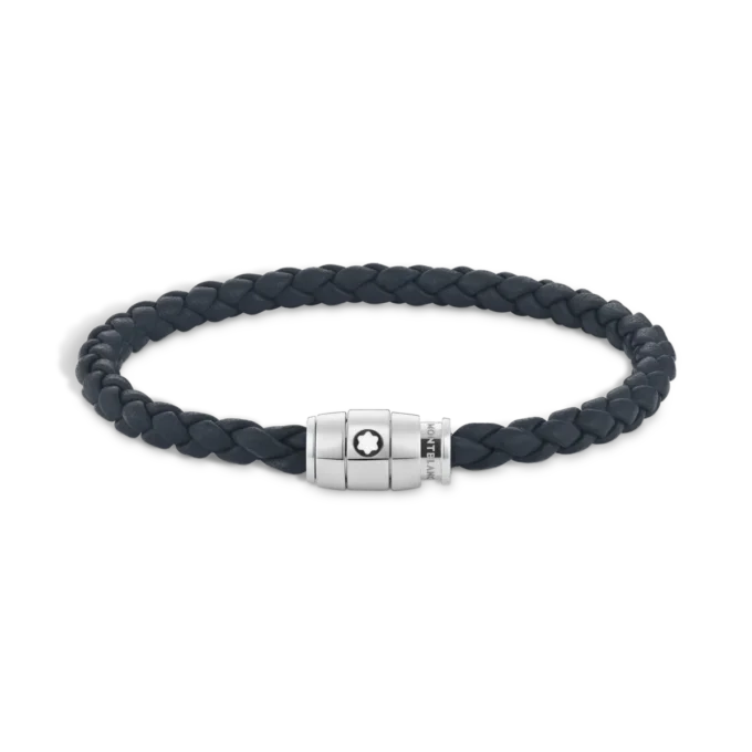 Bracelet petit, cuir souple, bleu Avio