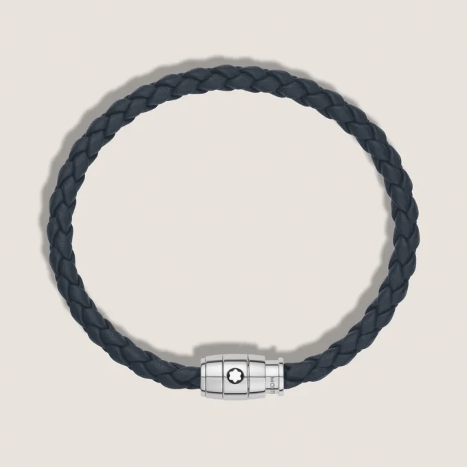Bracelet petit, cuir souple, bleu Avio