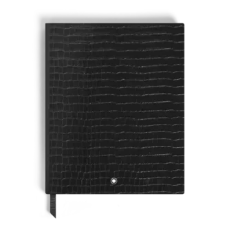 Carnet de notes grand format, cuir gaufré croco, noir – Pages lignées