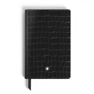 Carnet de notes petit format, cuir gaufré croco, noir – Pages lignées