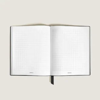 Carnet grand format, cuir Saffiano, noir – Pages quadrillées