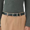 Ceinture en cuir 35 mm avec boucle en fer à cheval sfumato vert britannique