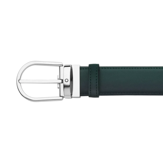 Ceinture en cuir 35 mm avec boucle en fer à cheval sfumato vert britannique