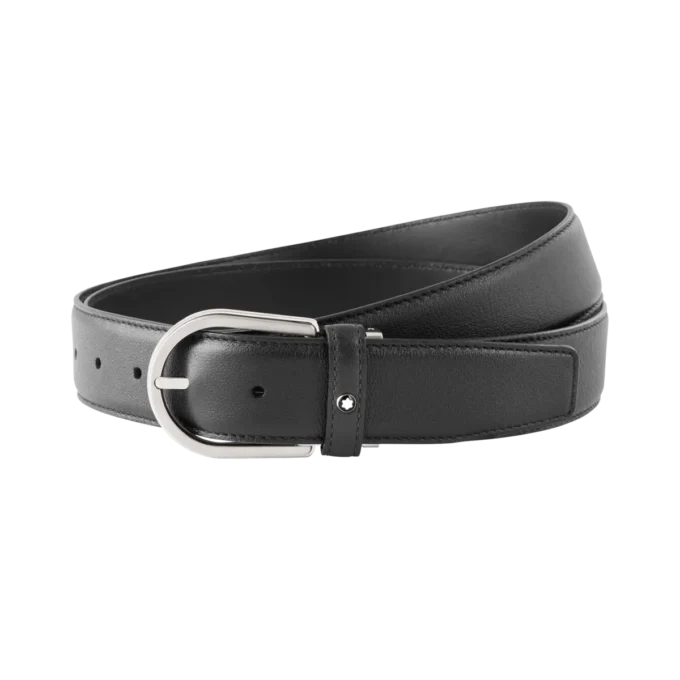 Ceinture en cuir gris 35 mm avec boucle en fer à cheval Ceinture en cuir gris 35 mm avec boucle en fer à cheval
