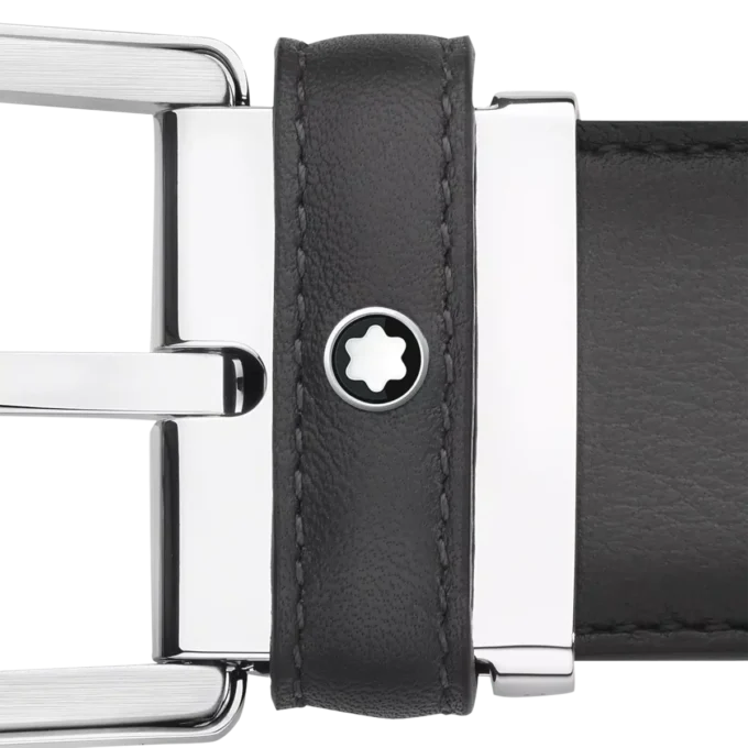 Ceinture en cuir gris 35 mm avec boucle en fer à cheval Ceinture en cuir gris 35 mm avec boucle en fer à cheval