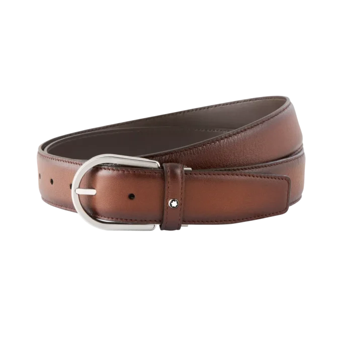 Ceinture en cuir marron 35 mm avec boucle en fer à cheval Ceinture en cuir marron 35 mm avec boucle en fer à cheval