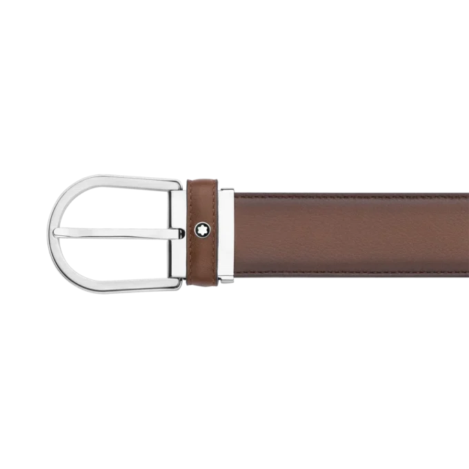 Ceinture en cuir marron 35 mm avec boucle en fer à cheval Ceinture en cuir marron 35 mm avec boucle en fer à cheval