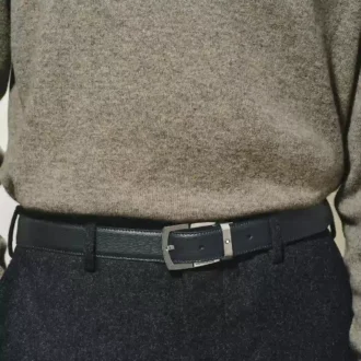 Ceinture en cuir noir 30 mm