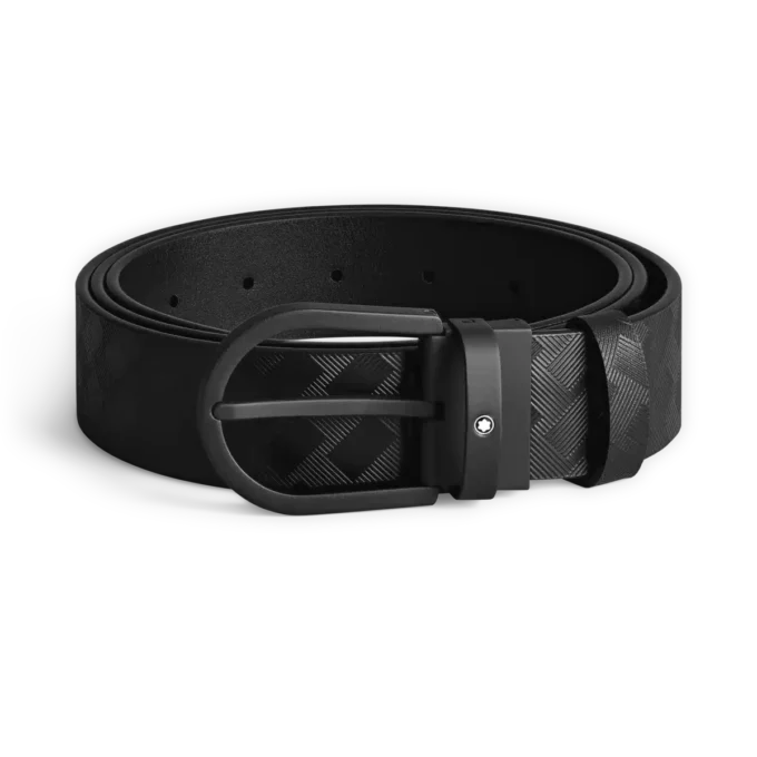 Ceinture en cuir noir 35 mm avec boucle en fer à cheval Ceinture en cuir noir 35 mm avec boucle en fer à cheval