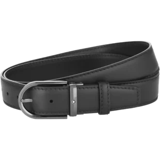 Ceinture en cuir noir 35 mm avec boucle en fer à cheval