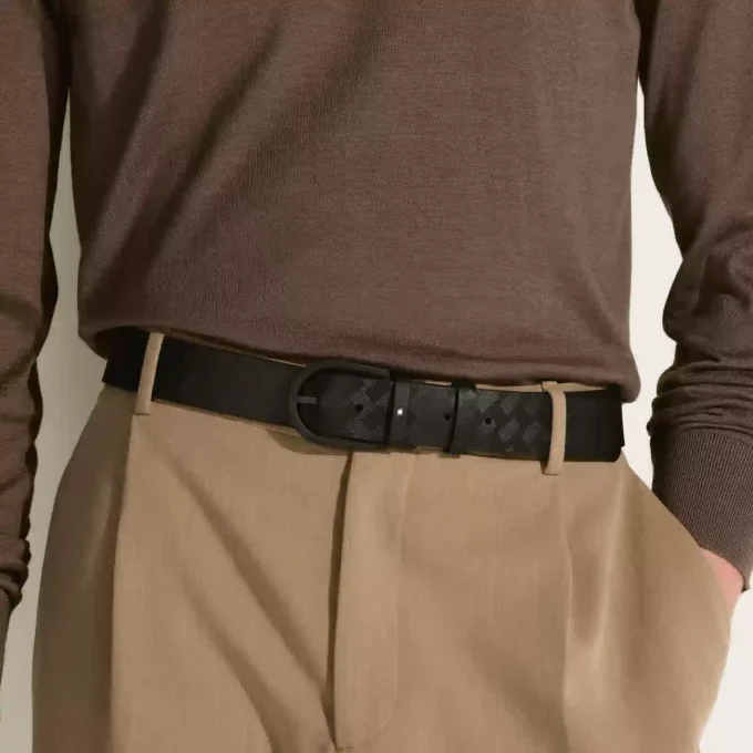 Ceinture en cuir noir 35 mm avec boucle en fer à cheval Ceinture en cuir noir 35 mm avec boucle en fer à cheval