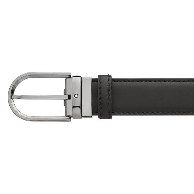 Ceinture en cuir noir 35 mm avec boucle en fer à cheval Ceinture en cuir noir 35 mm avec boucle en fer à cheval