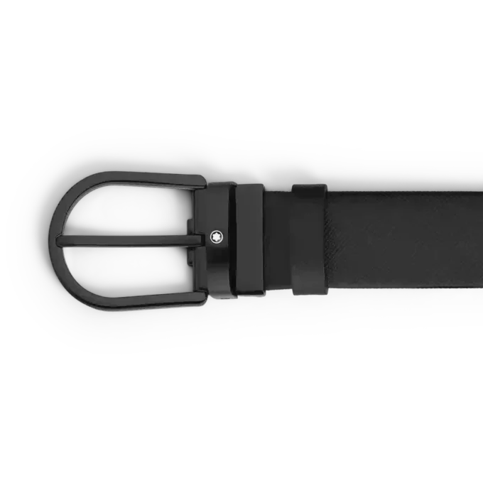Ceinture en cuir noir 35 mm avec boucle en fer à cheval Ceinture en cuir noir 35 mm avec boucle en fer à cheval