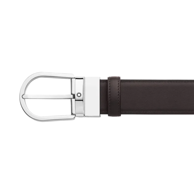 Ceinture en cuir noir/beige 35 mm avec boucle en fer à cheval Ceinture en cuir noir/beige 35 mm avec boucle en fer à cheval