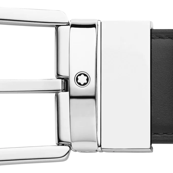 Ceinture en cuir noir/beige 35 mm avec boucle en fer à cheval Ceinture en cuir noir/beige 35 mm avec boucle en fer à cheval
