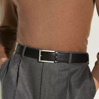 Ceinture en cuir noir de 35 mm