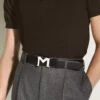Ceinture en cuir réversible noire à boucle M, 35 mm Ceinture en cuir réversible noire à boucle M, 35 mm