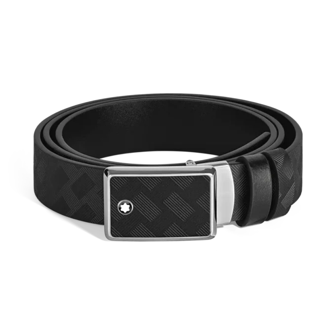 Ceinture réversible 35 mm en cuir Extreme avec plaque marquetée Ceinture réversible 35 mm en cuir Extreme avec plaque marquetée