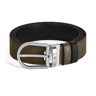 Ceinture réversible à boucle en fer à cheval 35 mm en cuir grainé