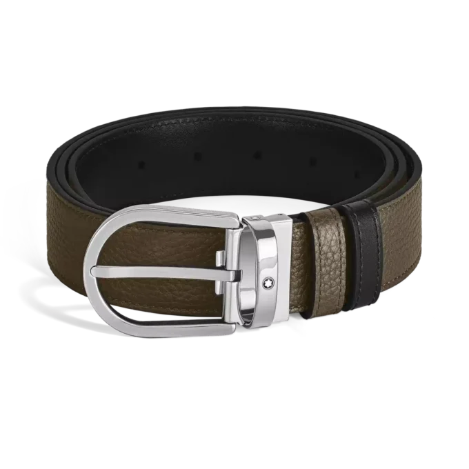 Ceinture réversible à boucle en fer à cheval 35 mm en cuir grainé Ceinture réversible à boucle en fer à cheval 35 mm en cuir grainé