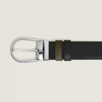 Ceinture réversible à boucle en fer à cheval 35 mm en cuir grainé