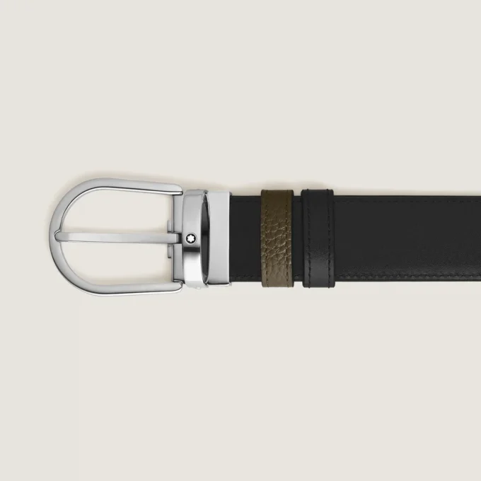 Ceinture réversible à boucle en fer à cheval 35 mm en cuir grainé Ceinture réversible à boucle en fer à cheval 35 mm en cuir grainé