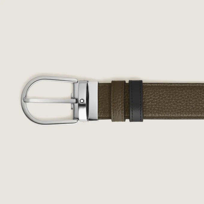 Ceinture réversible à boucle en fer à cheval 35 mm en cuir grainé Ceinture réversible à boucle en fer à cheval 35 mm en cuir grainé