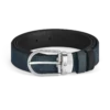 Ceinture réversible en cuir bleu velours/noir 30 mm avec boucle en fer à cheval Ceinture réversible en cuir bleu velours/noir 30 mm avec boucle en fer à cheval