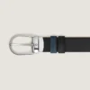 Ceinture réversible en cuir bleu velours/noir 30 mm avec boucle en fer à cheval Ceinture réversible en cuir bleu velours/noir 30 mm avec boucle en fer à cheval