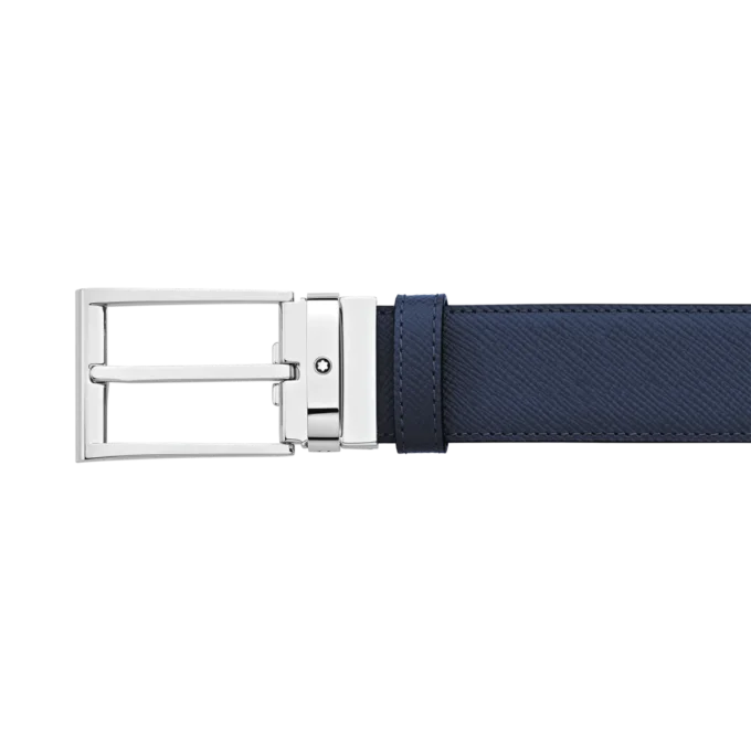 Ceinture réversible en cuir noir/bleu 35 mm Ceinture réversible en cuir noir/bleu 35 mm