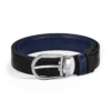 Ceinture réversible en cuir noir/bleu encre 30 mm avec boucle en fer à cheval Ceinture réversible en cuir noir/bleu encre 30 mm avec boucle en fer à cheval