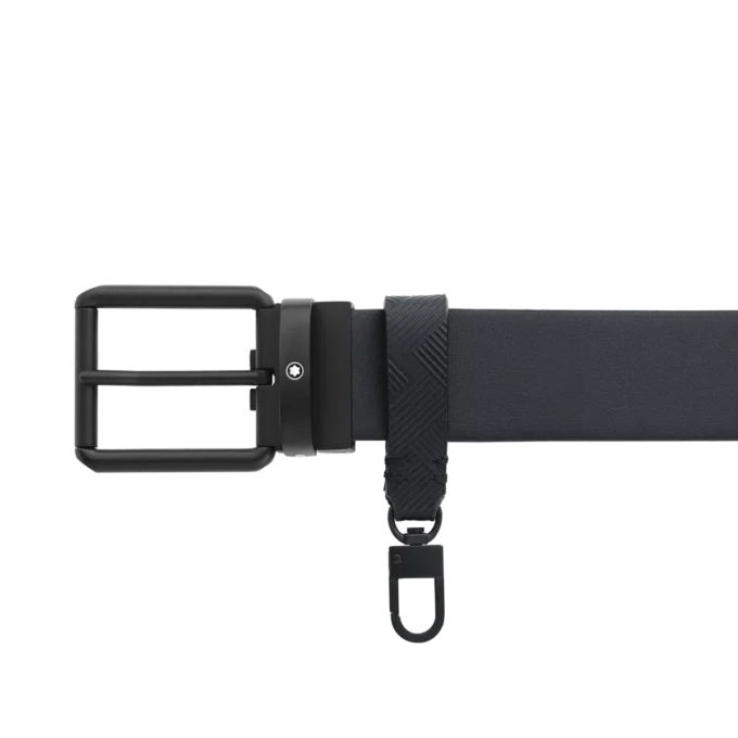 Ceinture réversible en cuir noir imprimé/noir uni 35 mm Ceinture réversible en cuir noir imprimé/noir uni 35 mm